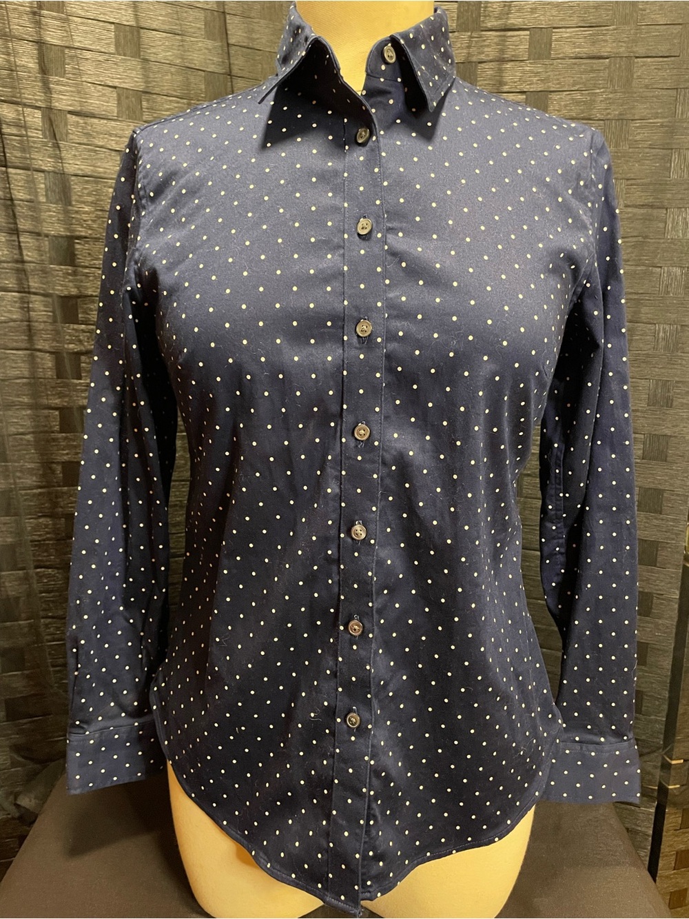 Banana Republic Navy Polka Dot Button-Down Shirt - Women's
